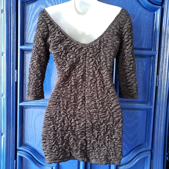 90s Micro Mini Black Rouched Dress Off The Shoulder - Picture 12 of 14